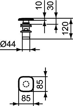 IDEAL STANDARD STRADA II umývadlový výpust, click-clack, s prepadom, chróm T3629AA Technický nákres