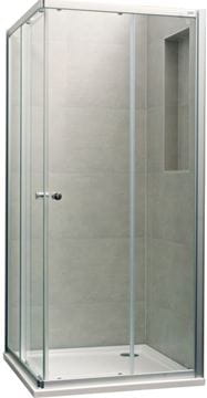 CONCEPT 100 sprchový kút 90x90 cm, rohový vstup, posuvné dvere, biela/sklo číre