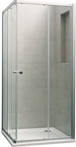 CONCEPT 100 sprchový kút 90x90 cm, rohový vstup, posuvné dvere, biela/sklo číre