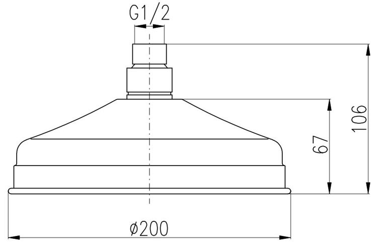 RAV SLEZÁK horná sprcha pr. 200 mm, stará mosadz KS0020SM Technický nákres