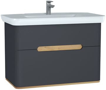 VITRA SENTO skrinka s umývadlom 98x48,5x67,5 cm, 2 zásuvky, s osvetlením, antracite mat