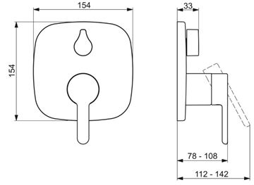 HANSA DESIGNO STYLE podomietková batéria, pre 2 spotrebiče, chróm 81119593 Technický nákres