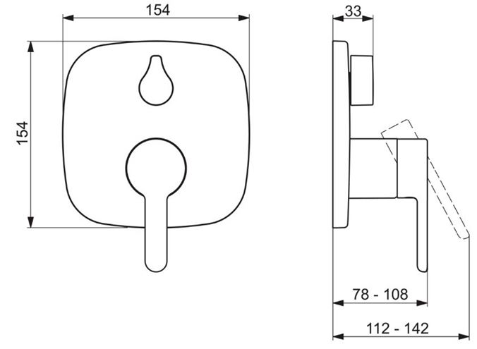 HANSA DESIGNO STYLE podomietková batéria, pre 2 spotrebiče, chróm 81119593 Technický nákres