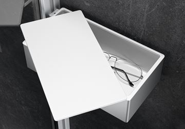 HÜPPE SELECT+ DRYBOX odkladací box s vekom 213 mm, na sprchovací kút, strieborná