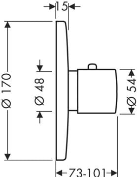 AXOR UNO podomietkový termostat, HighFlow, chróm 38375000 Technický nákres