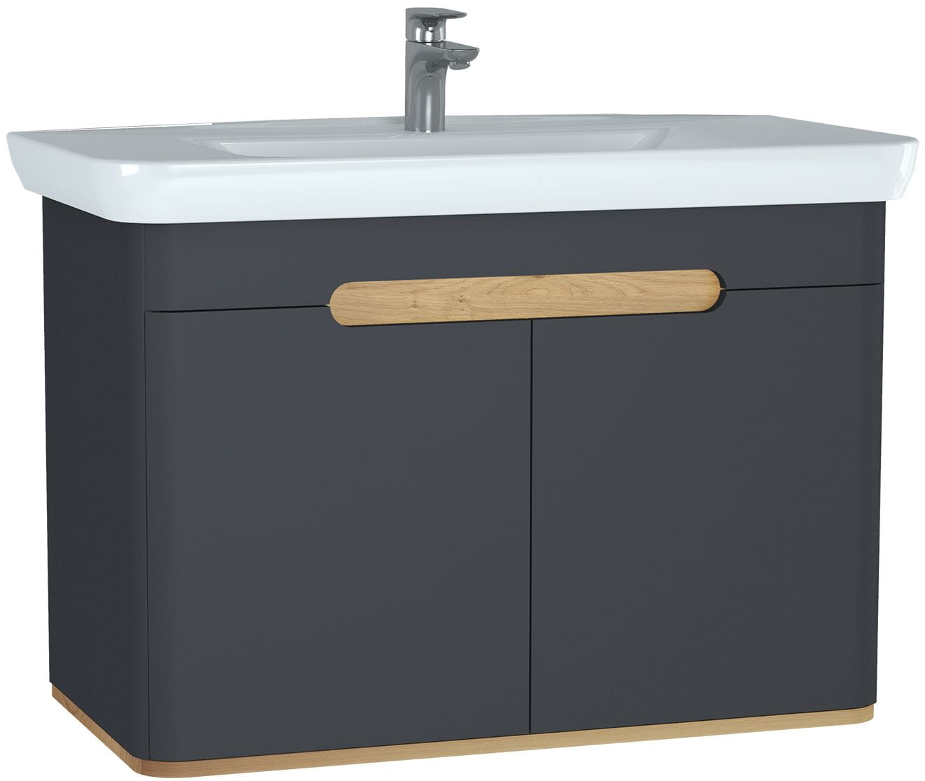 VITRA SENTO skrinka s umývadlom 98x48,5x68,5 cm, 2 dvierka, s osvetlením, antracite mat