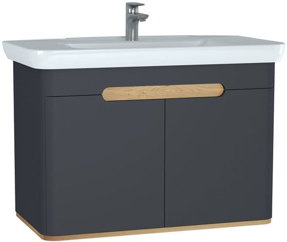 VITRA SENTO skrinka s umývadlom 98x48,5x68,5 cm, 2 dvierka, s osvetlením, antracite mat 60811 Obrázek - Hlavní obrázek