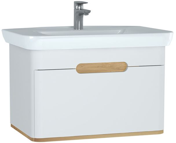 VITRA SENTO skrinka s umývadlom 78x48, 5x52 cm, 1 zásuvka, s osvetlením, white mat 60813 Obrázek - Hlavní obrázek