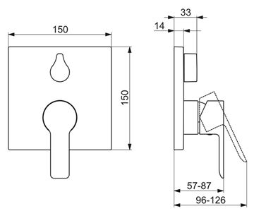 HANSA LIGNA podomietková batéria, pre 2 spotrebiče, chróm 83859513 Technický nákres
