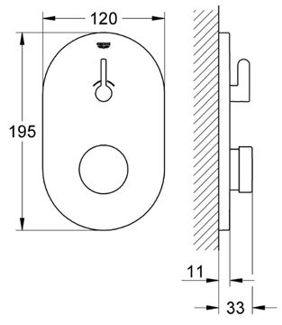 GROHE EUROSMART COSMOPOLITAN T sprchová podomietková samouzatváracia batéria, chróm 36321000 Technický nákres