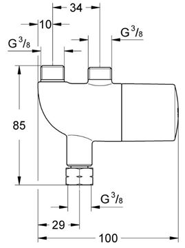 GROHE GROHTHERM MICRO termostat, chróm  34487000 Technický nákres