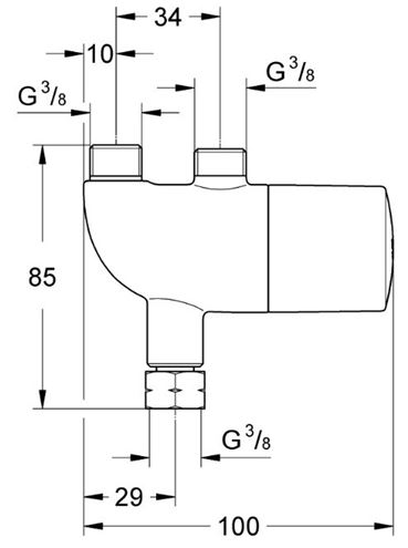 GROHE GROHTHERM MICRO termostat, chróm  34487000 Technický nákres