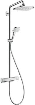 HANSGROHE CROMA E SHOWERPIPE 280 sprchový set s termostatickou batériou, horná sprcha, ručná sprcha s 3 prúdmi, tyč, hadica, EcoSmart, chróm