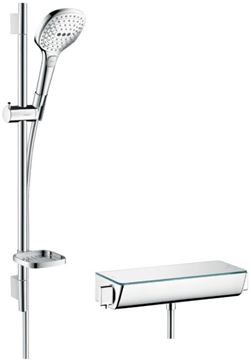 HANSGROHE RAINDANCE SELECT E 120 sprchový set s termostatickou batériou, ručná sprcha s 3 prúdmi, tyč, hadica, chróm