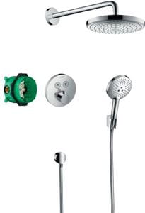 HANSGROHE RAINDANCE SELECT S sprchový set s termostatickou podomietkovou batériou, horná sprcha, ručná sprcha s 3 prúdmi, hadica, držiak, kolienko, chróm