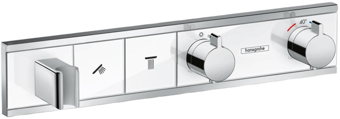 HANSGROHE RAINSELECT podomietková termostatická batéria, pre 2 spotrebiče, s držiakom hadice, biela/chróm