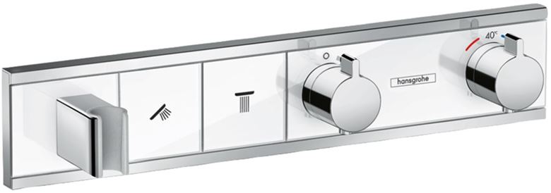 HANSGROHE RAINSELECT podomietková termostatická batéria, pre 2 spotrebiče, s držiakom hadice, biela/chróm 15355400 Obrázek - Hlavní obrázek