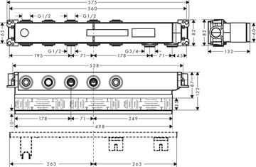 HANSGROHE RAINSELECT podomietkové teleso DN15/DN20 15311180 Technický nákres