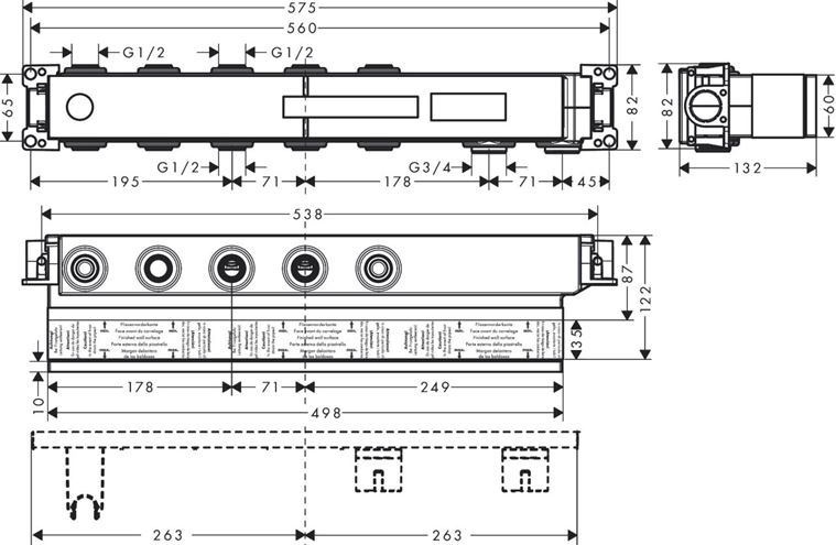 HANSGROHE RAINSELECT podomietkové teleso DN15/DN20 15311180 Technický nákres