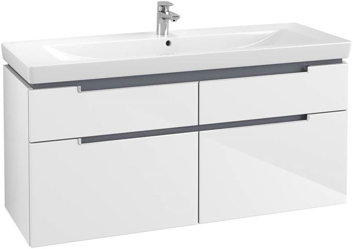 VILLEROY & BOCH SUBWAY 2.0 skrinka pod umývadlo 128,7x44,9x59 cm, 4 zásuvky, Glossy White A91610DH Obrázek - fotka