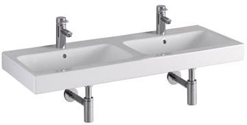 GEBERIT ICON dvojumývadlo 120 cm, s 2 otvormi pre batérie a prepadom, KeraTect 124120600 Obrázek - fotka