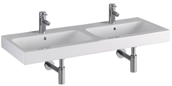 GEBERIT ICON dvojumývadlo 120 cm, s 2 otvormi pre batérie a prepadom, KeraTect 124120600 Obrázek - fotka
