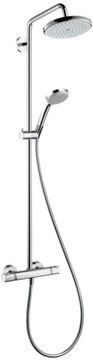 HANSGROHE CROMA SHOWERPIPE 220 sprchový set s termostatickou batériou, horná sprcha, ručná sprcha so 4 prúdmi, tyč, hadica, chróm