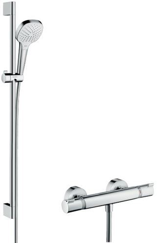 HANSGROHE CROMA SELECT E VARIO sprchový set s termostatickou batériou, ručná sprcha s 3 prúdmi, tyč, hadica, biela/chróm 27082400 Obrázek - Hlavní obrázek