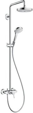 HANSGROHE CROMA SELECT S SHOWERPIPE 180 sprchový set s batériou, horná sprcha, ručná sprcha s 3 druhmi prúdu, tyč, hadica, biela/chróm