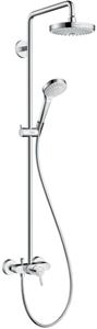 HANSGROHE CROMA SELECT S SHOWERPIPE 180 sprchový set s batériou, horná sprcha, ručná sprcha s 3 druhmi prúdu, tyč, hadica, biela/chróm