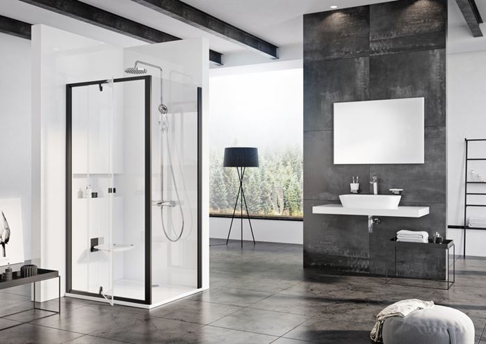 RAVAK PIVOT PPS 80 bočná stena 80x190 cm, čierna/číre sklo 90G40300Z1 Obrázek - fotka