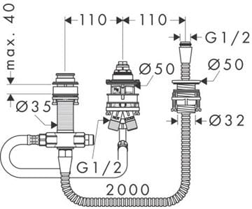 HANSGROHE FOCUS E montážne teleso DN15 13439180 Technický nákres