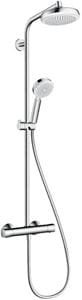 HANSGROHE CROMETTA SHOWERPIPE 160 sprchový set s termostatom, hlavová sprcha, ručná sprcha, tyč, hadica, biela/chróm