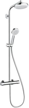 HANSGROHE CROMETTA SHOWERPIPE 160 sprchový set s termostatom, horná sprcha, ručná sprcha, tyč, hadica, biela/chróm