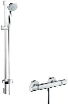 HANSGROHE CROMA 100 VARIO sprchový set s termostatickou batériou, ručná sprcha so 4 prúdmi, tyč, hadica, chróm