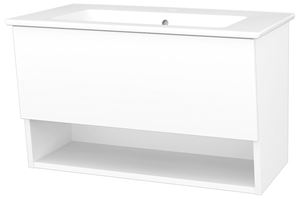 CONCEPT 400 skrinka pod umývadlo 76x48, 5x48 cm, 1 zásuvka, 1 polica, Push-open, lesklá biela