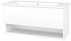 CONCEPT 400 skrinka pod umývadlo 96x48, 5x48 cm, 1 zásuvka, 1 polica, Push-open, lesklá biela