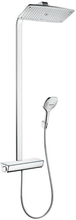 HANSGROHE RAINDANCE E360 SHOWEPIPE 360 sprchový set s termostatickou batériou, horná sprcha, ručná sprcha s 3 prúdmi, tyč, hadica, držiak, chróm