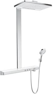 HANSGROHE RAINMAKER SELECT SHOWERPIPE 460 sprchový set s termostatickou batériou, horná sprcha, ručná sprcha s 2 prúdmi, tyč, hadica, držiak, biela/chróm
