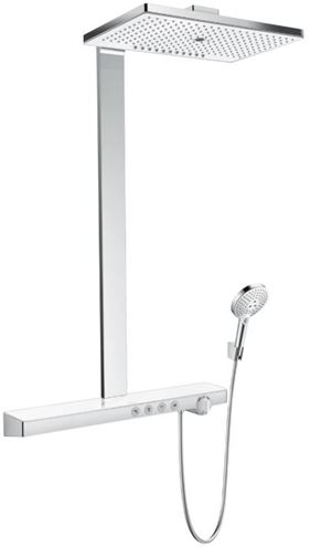 HANSGROHE RAINMAKER SELECT SHOWERPIPE 460 sprchový set s termostatickou batériou, horná sprcha, ručná sprcha s 3 prúdmi, tyč, hadica, držiak, biela/chróm 27106400 Obrázek - Hlavní obrázek