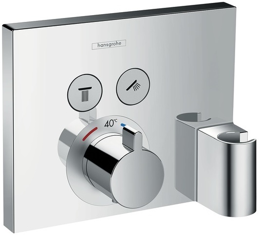 HANSGROHE SHOWER SELECT podomietková termostatická batéria, pre 2 spotrebiče, s pripojením pre hadicu as držiakom, chróm 15765000 Obrázek - Hlavní obrázek