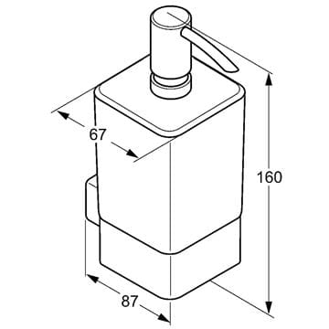 KLUDI E2 dávkovač tekutého mydla, nástenný, sklo, chróm 4997605 Technický nákres