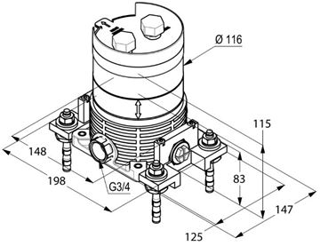 KLUDI FLEXX.BOXX podomietkové teleso DN20 88088 Technický nákres