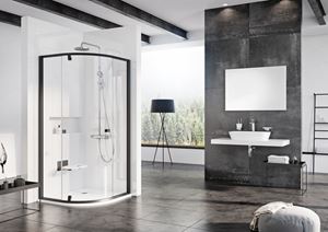 CONCEPT PIVOT STYLE PT-PSKK3 sprchovací kút 80x80 cm, R500, pivotové dvere, čierna / sklo transparent