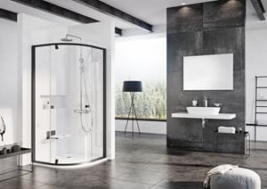 CONCEPT PIVOT STYLE PT-PSKK3 sprchový kút 90x90 cm, R500, pivotové dvere, čierna / sklo transparent