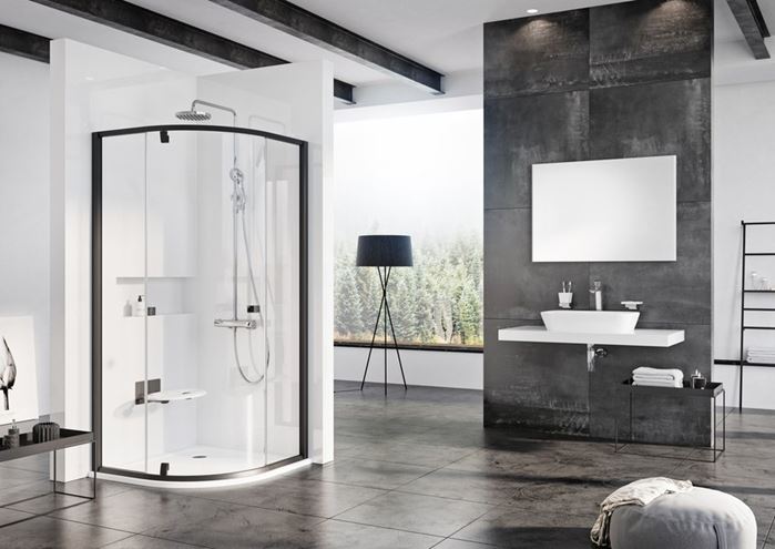 CONCEPT PIVOT STYLE PT-PSKK3 sprchový kút 100x100 cm, R500, pivotové dvere, čierna/sklo transparent 376AA300Z15 Obrázek - Hlavní obrázek
