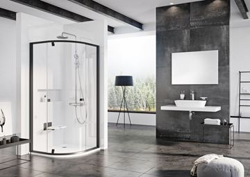CONCEPT PIVOT STYLE PT-PSKK3 sprchový kút 100x100 cm, R500, pivotové dvere, čierna/sklo transparent