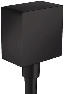 HANSGROHE FIXFIT SQUARE prípojka hadice 64x41x64mm, G1/2", so spätným ventilom a guľovým kĺbom, čierna mat
