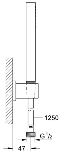 GROHE EUPHORIA CUBE STICK sprchová súprava 3-dielna, ručná sprcha 216 mm, hadica, držiak, chróm 27702000 Technický nákres