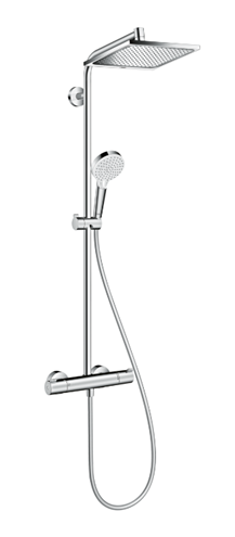 HANSGROHE CROMETTA E SHOWERPIPE 240 sprchový set s termostatickou batériou, horná sprcha, ručná sprcha s 2 prúdmi, tyč, hadica, chróm 27271000 Obrázek - Hlavní obrázek